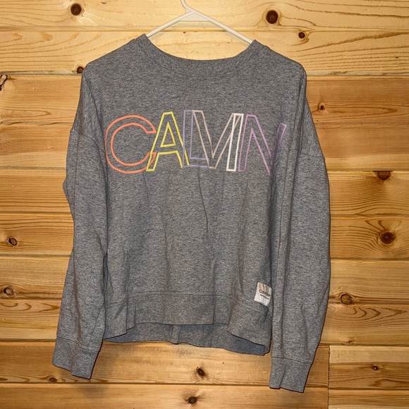 Calvin Klein Multicolor Logo Gray Crew Neck Sweatshirt - Picture 2 of 6